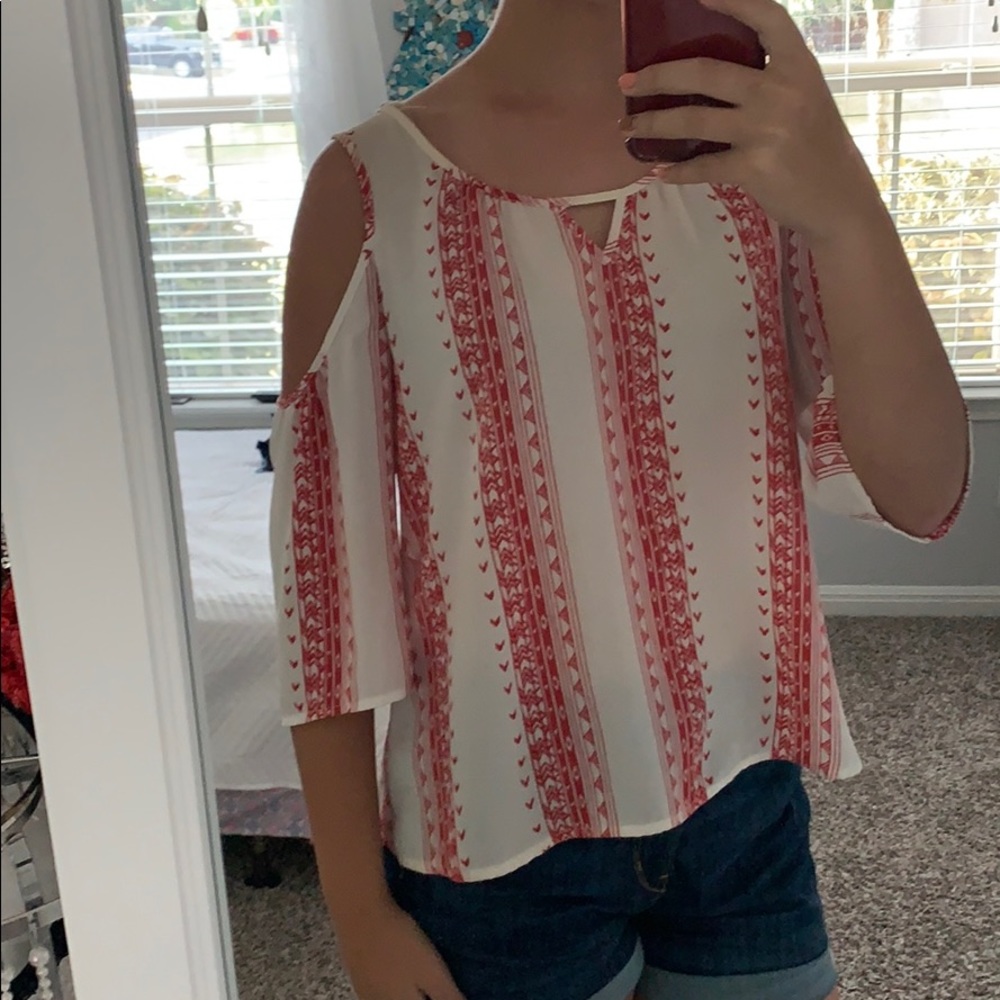 Red and white blouse